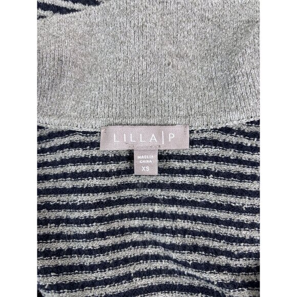 Lilla P women's XS green striped collared cropped knit top 3/4 sleeve casual - Picture 6 of 7